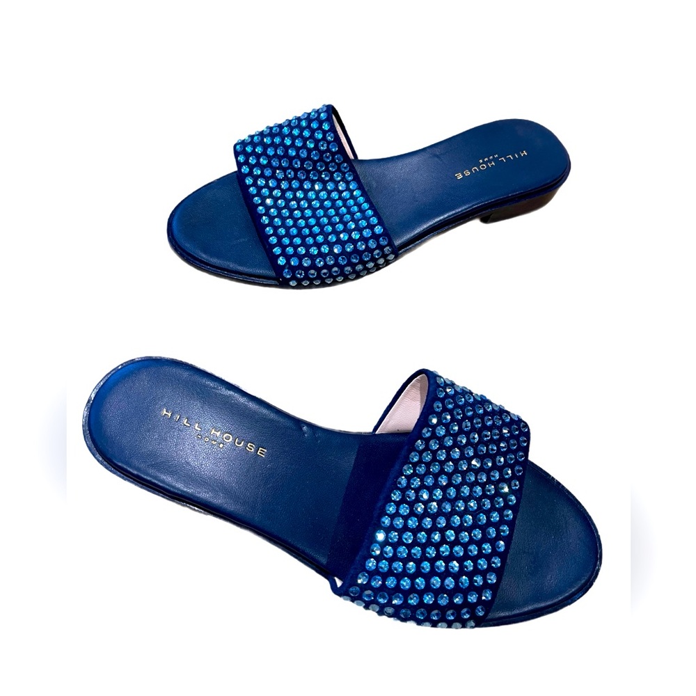 Hill House Royal Blue Crystal Slide Sandals